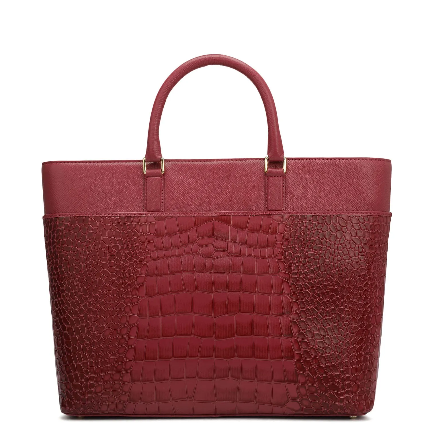 Medium Croco Franzy Leather Satchel - Plumberry