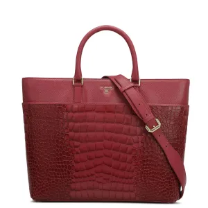 Medium Croco Franzy Leather Satchel - Plumberry