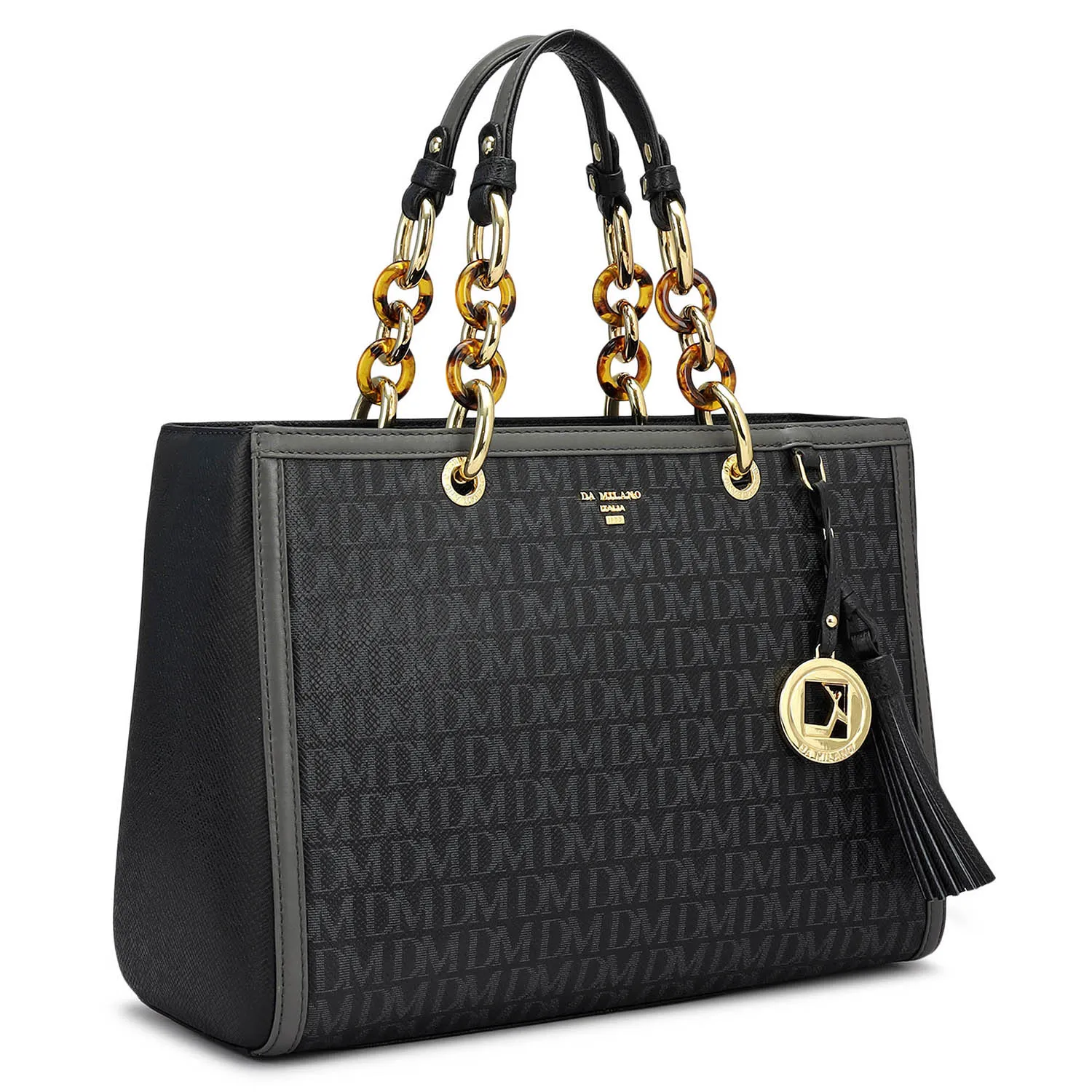 Medium Monogram Franzy Leather Satchel - Black