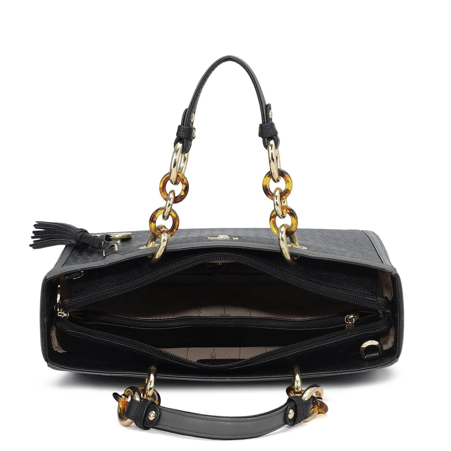 Medium Monogram Franzy Leather Satchel - Black
