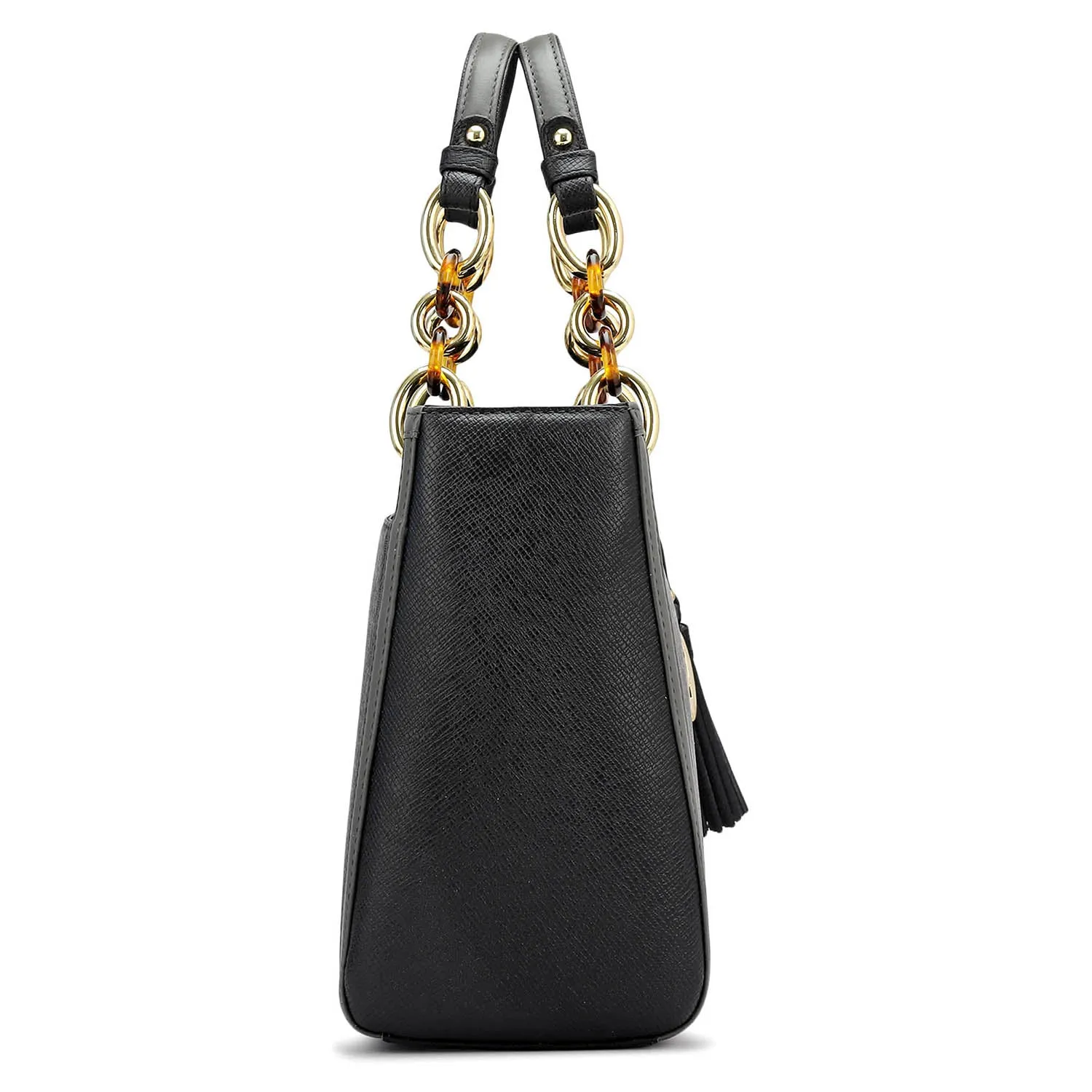 Medium Monogram Franzy Leather Satchel - Black