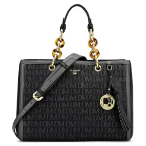 Medium Monogram Franzy Leather Satchel - Black