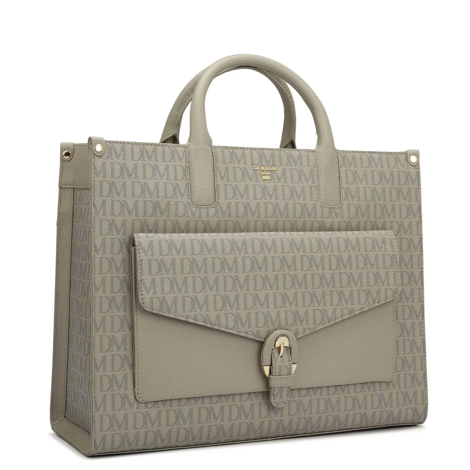 Medium Monogram Franzy Leather Satchel - Chalk