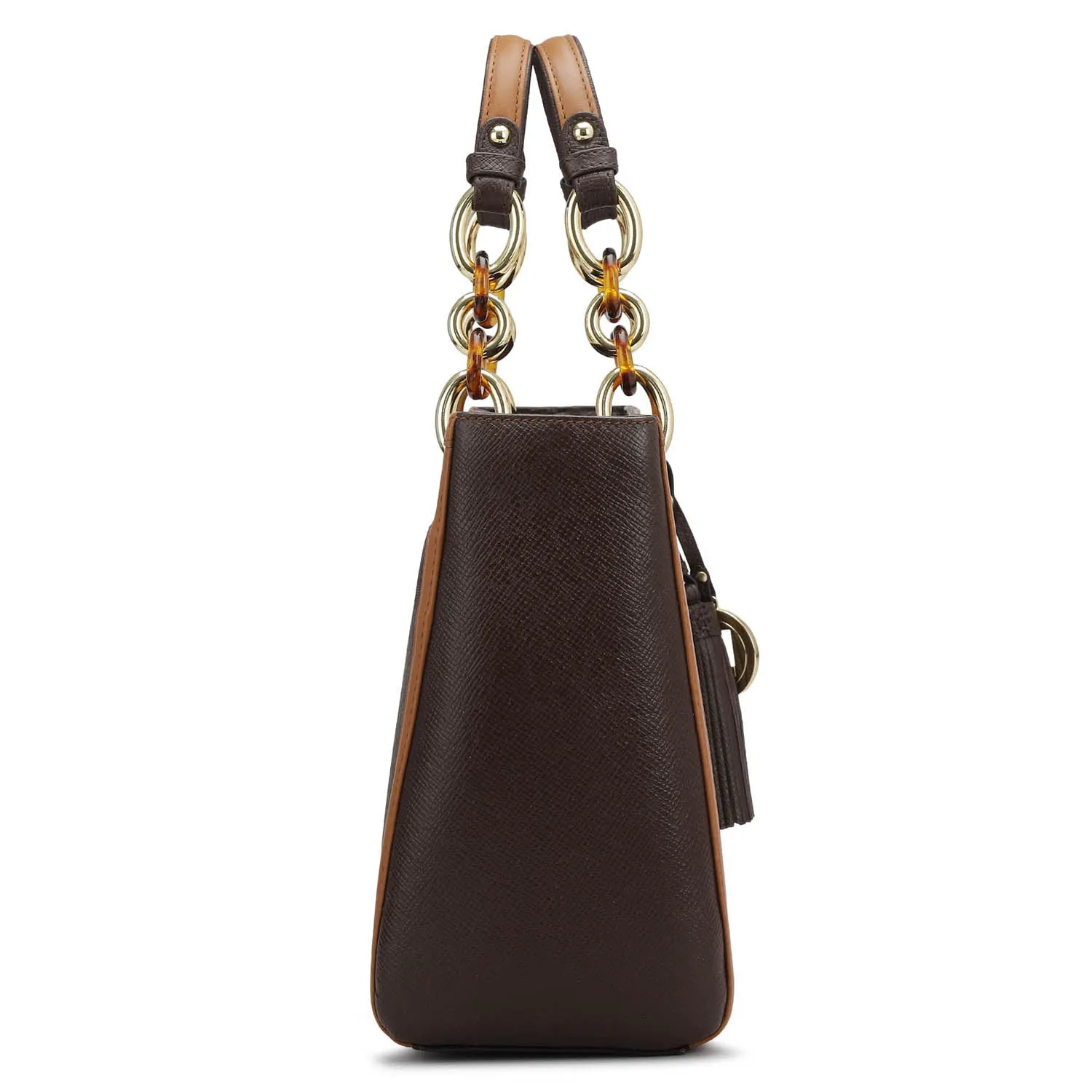 Medium Monogram Franzy Leather Satchel - Chocolate
