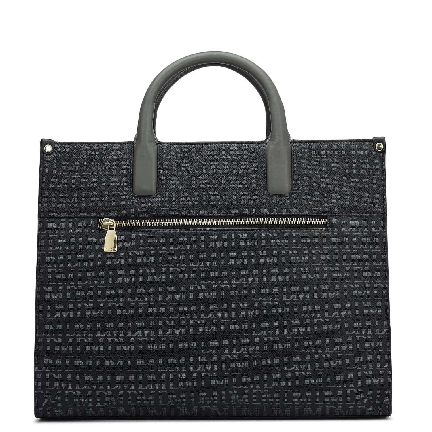 Medium Monogram Plain Leather Satchel - Black