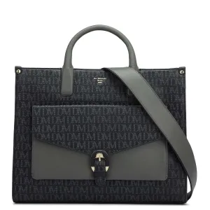 Medium Monogram Plain Leather Satchel - Black