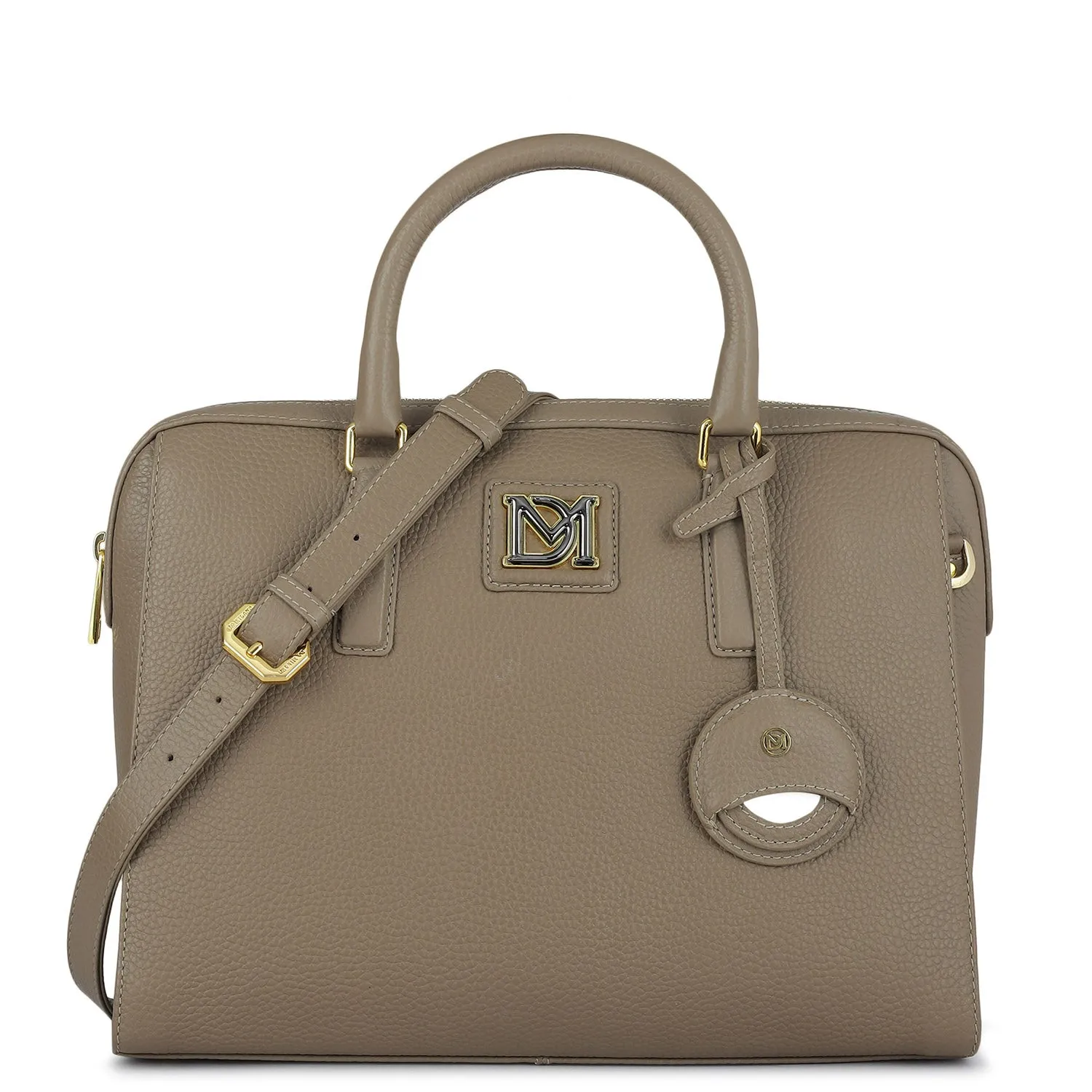 Medium Wax Leather Satchel - Greyish Taupe