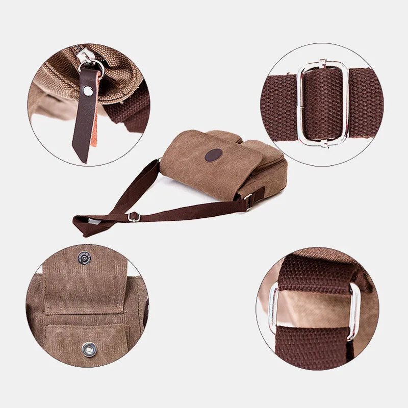 Men Canvas Large Capacity Crossbody Bags Horizontal Shoulder Bag