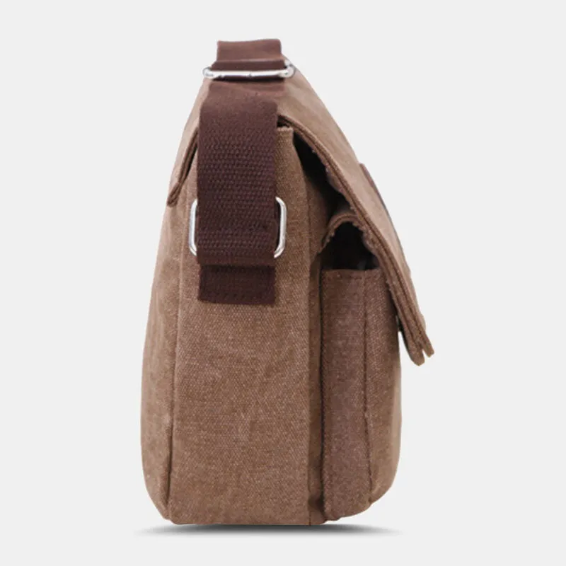 Men Canvas Large Capacity Crossbody Bags Horizontal Shoulder Bag