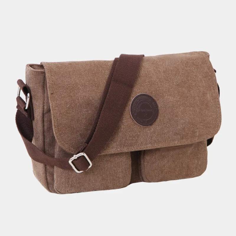 Men Canvas Large Capacity Crossbody Bags Horizontal Shoulder Bag