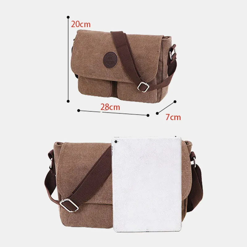 Men Canvas Large Capacity Crossbody Bags Horizontal Shoulder Bag