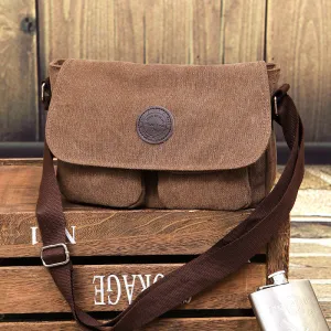 Men Canvas Large Capacity Crossbody Bags Horizontal Shoulder Bag