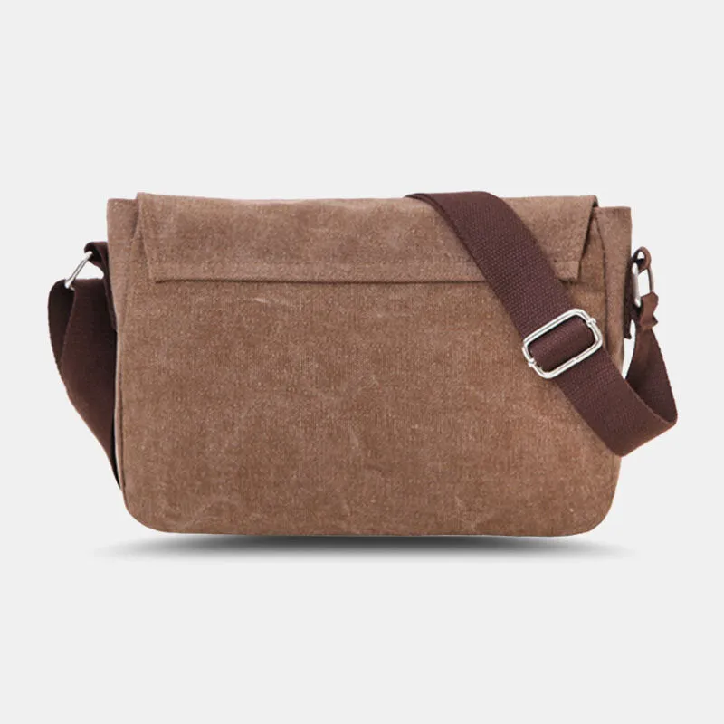 Men Canvas Large Capacity Crossbody Bags Horizontal Shoulder Bag