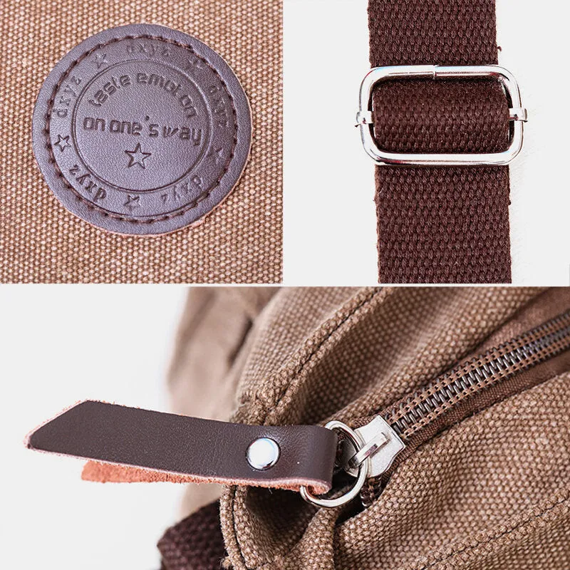 Men Canvas Large Capacity Crossbody Bags Horizontal Shoulder Bag