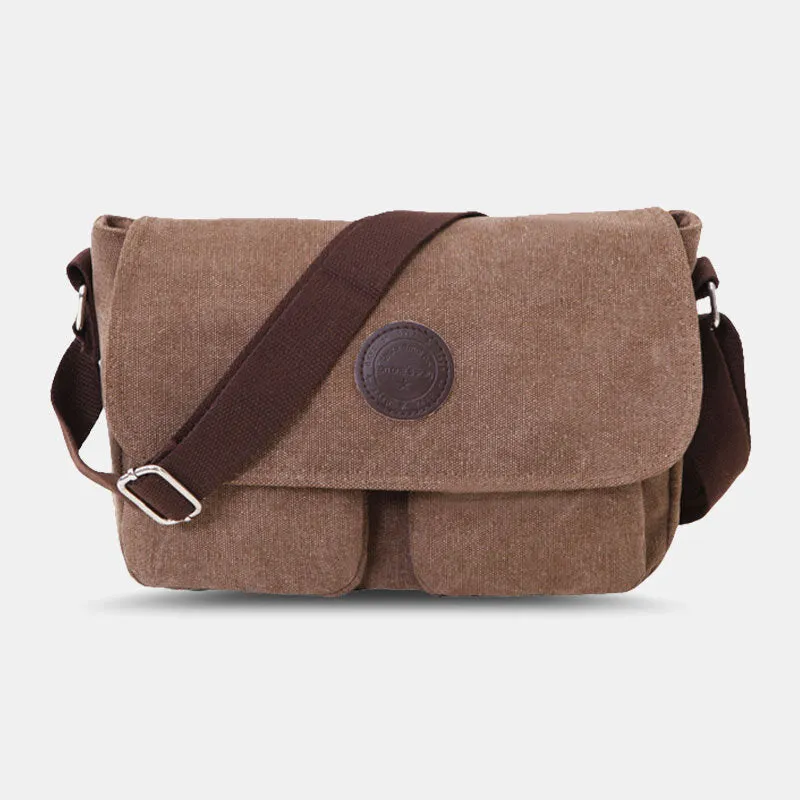 Men Canvas Large Capacity Crossbody Bags Horizontal Shoulder Bag