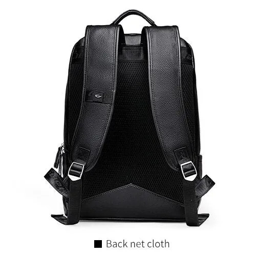 Men's Backpack Simple High Quality Leather Backpack Male Leather Fashion Trend Youth Leisure Travel Computer Bag