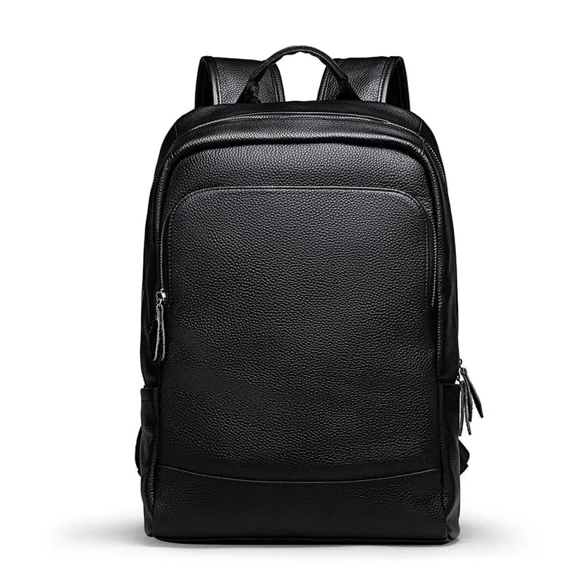 Men's Backpack Simple High Quality Leather Backpack Male Leather Fashion Trend Youth Leisure Travel Computer Bag