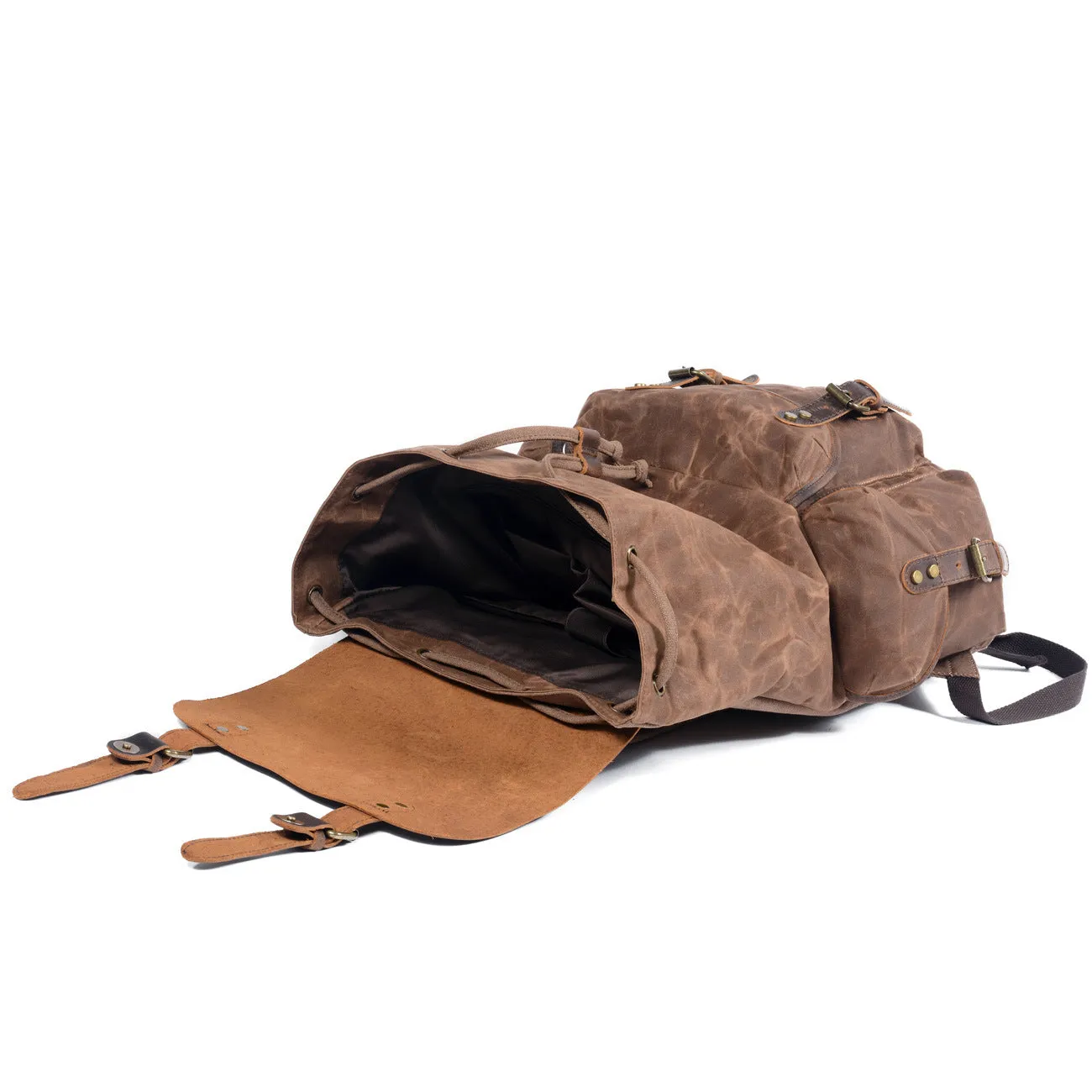 Men's Shiralee Vintage Drawstring Oil Wax Canvas Backpacks