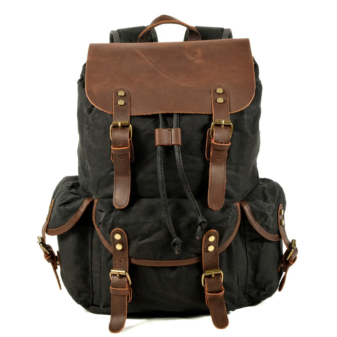 Men's Shiralee Vintage Drawstring Oil Wax Canvas Backpacks