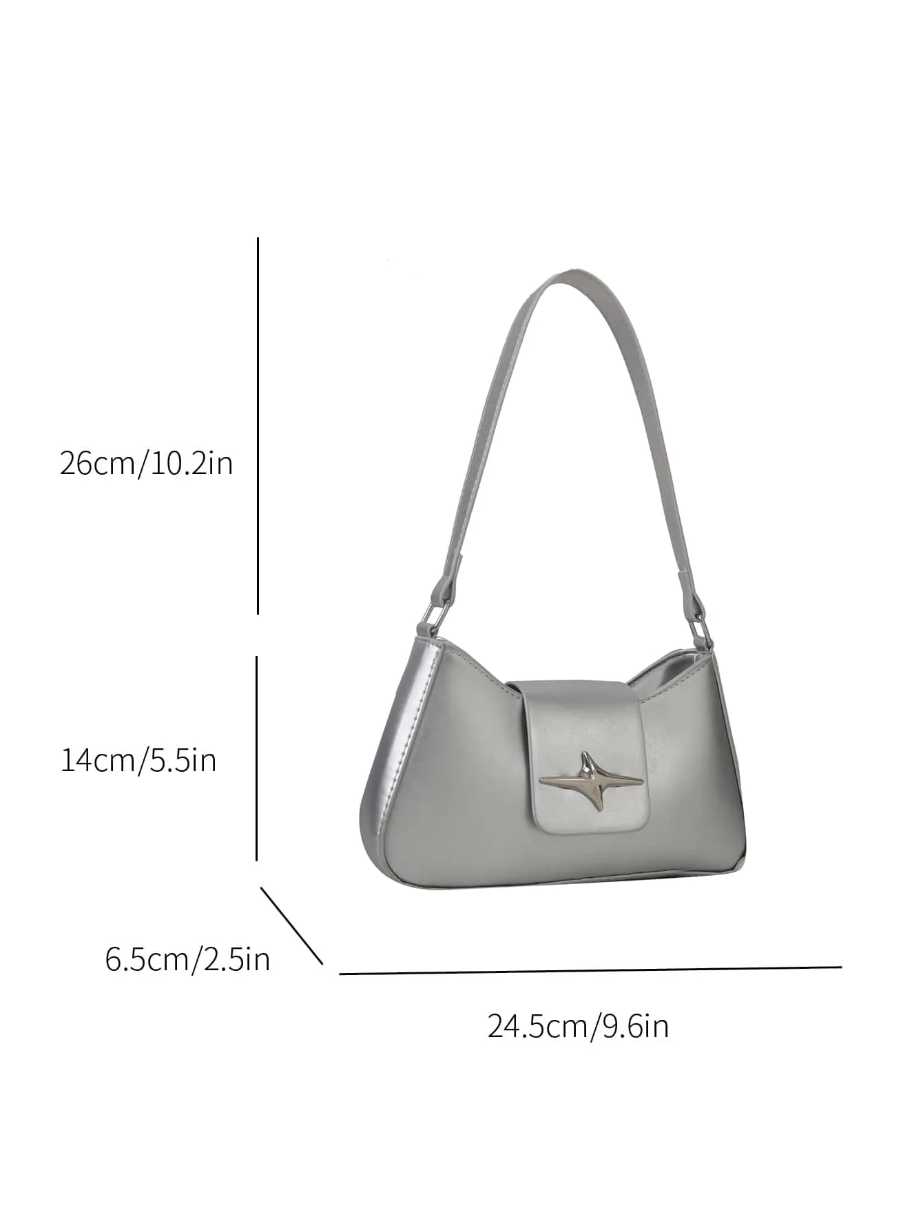 Metal Decor Stylish Shoulder Bag - Sliver
