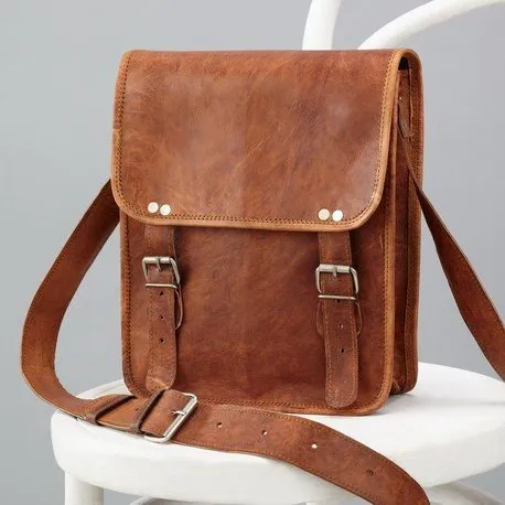 Midi Long Leather Satchel Bag