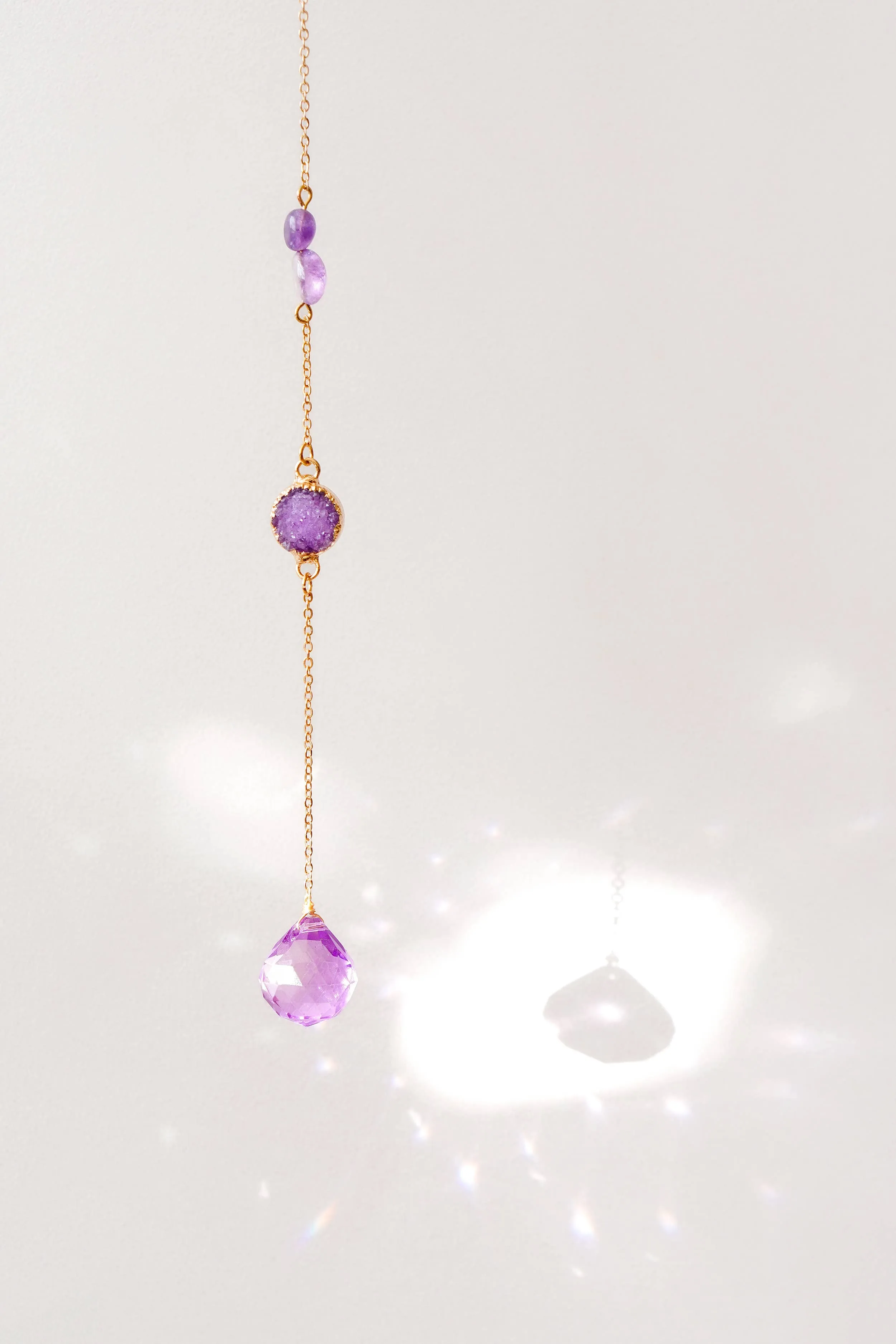 Mini Amethyst & Raw Lilac Agate Window Crystal Suncatcher