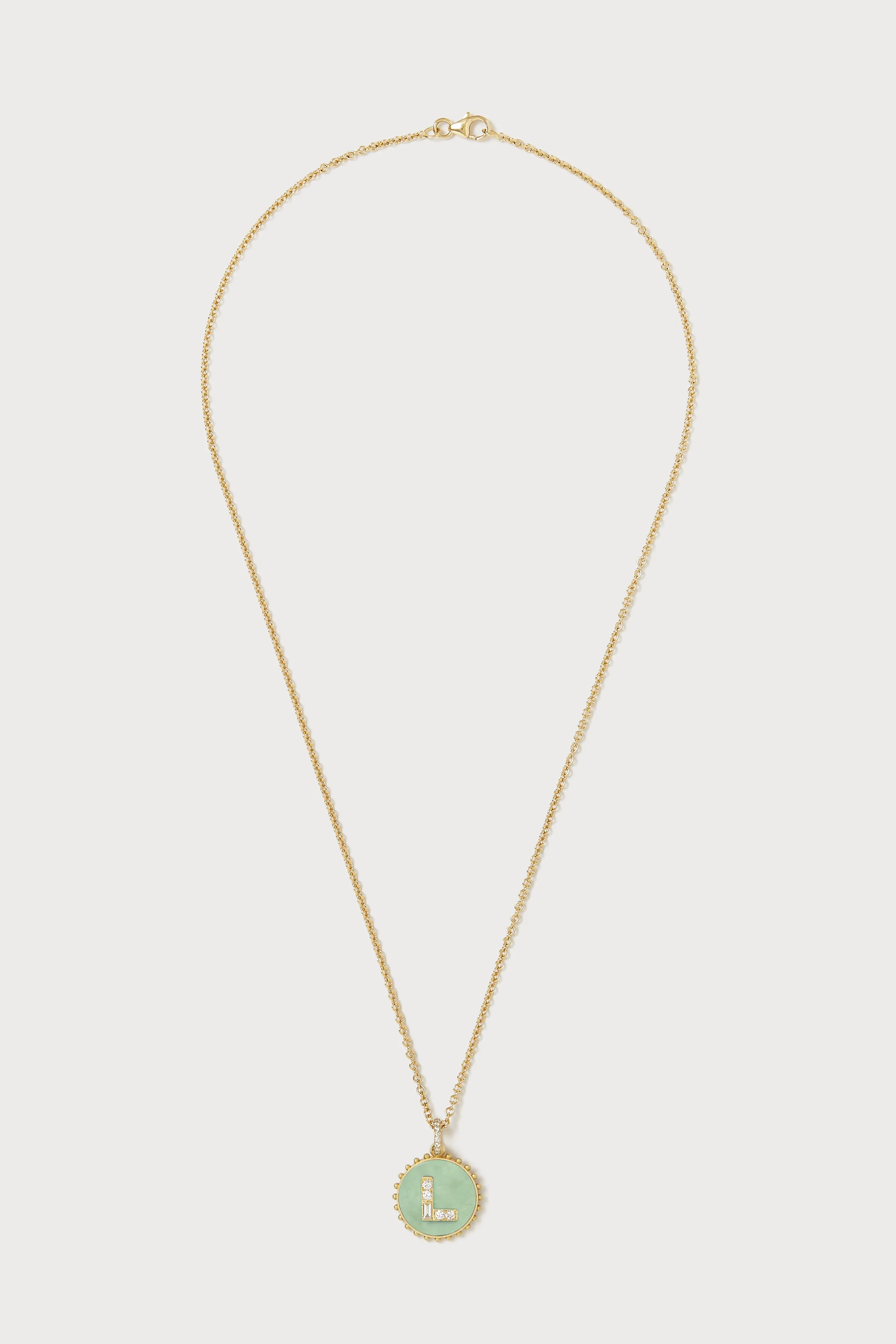 Mini Canvas Diamond Initial Necklace <br> Green Turquoise