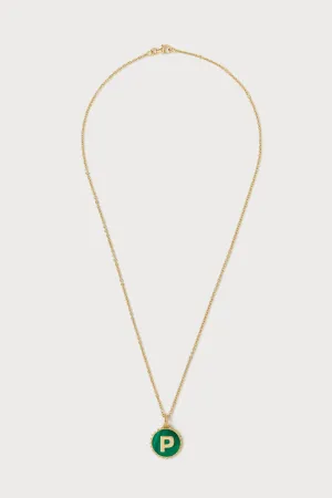 Mini Canvas Initial Necklace <br> Malachite