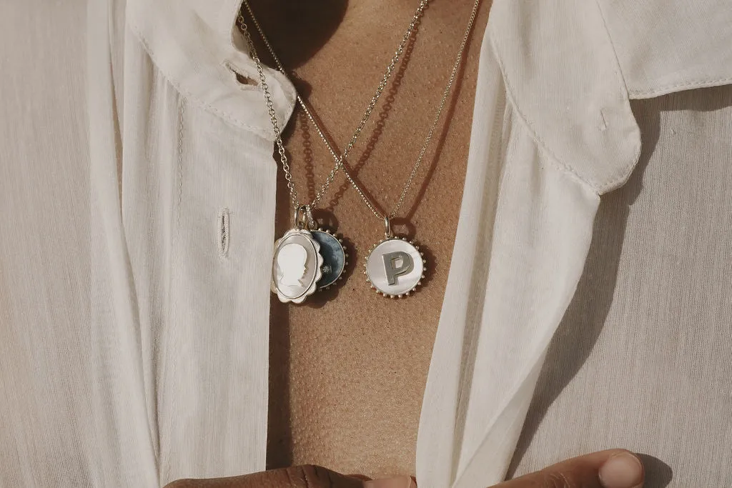 Mini Canvas Initial Necklace <br> Malachite
