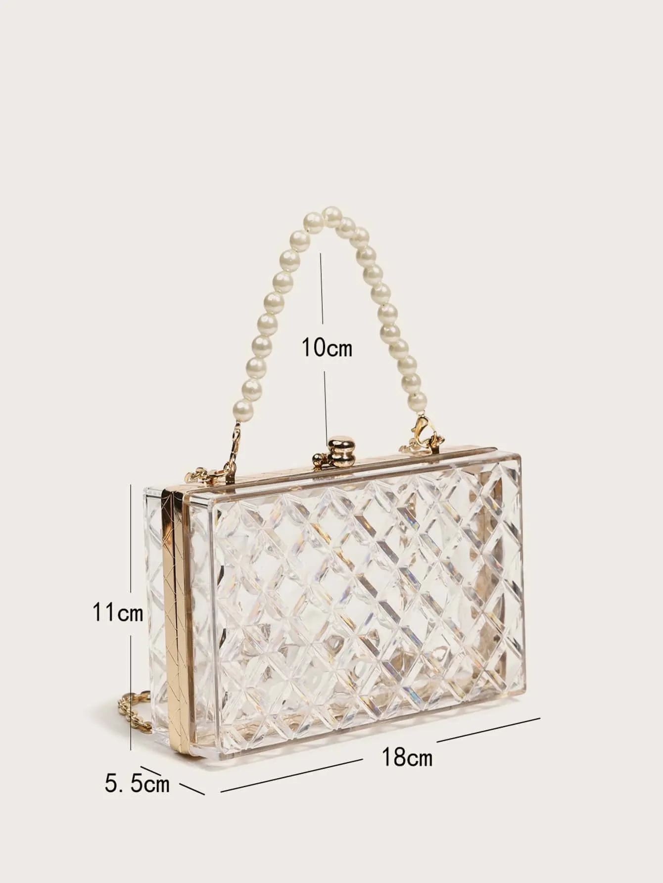 Mini Clear Faux Pearl Handle Box Bag