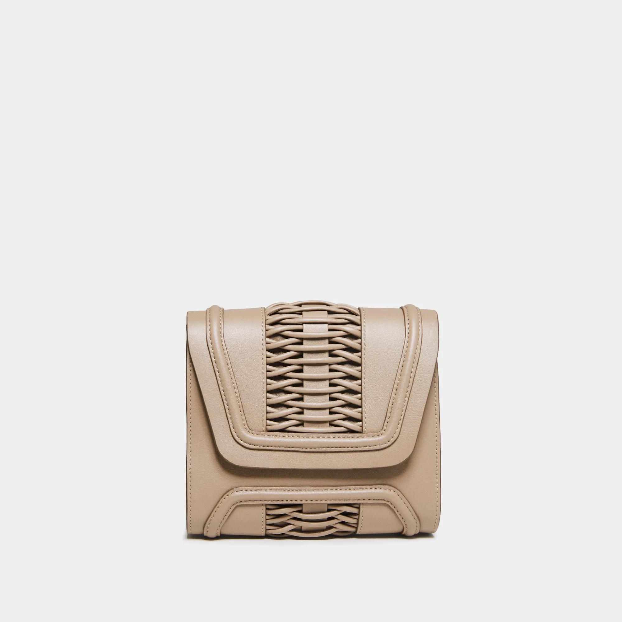 Mini Giovanna taupe braided clutch