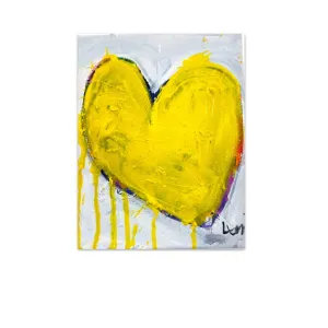 Mini Heart in Yellow Original Painting