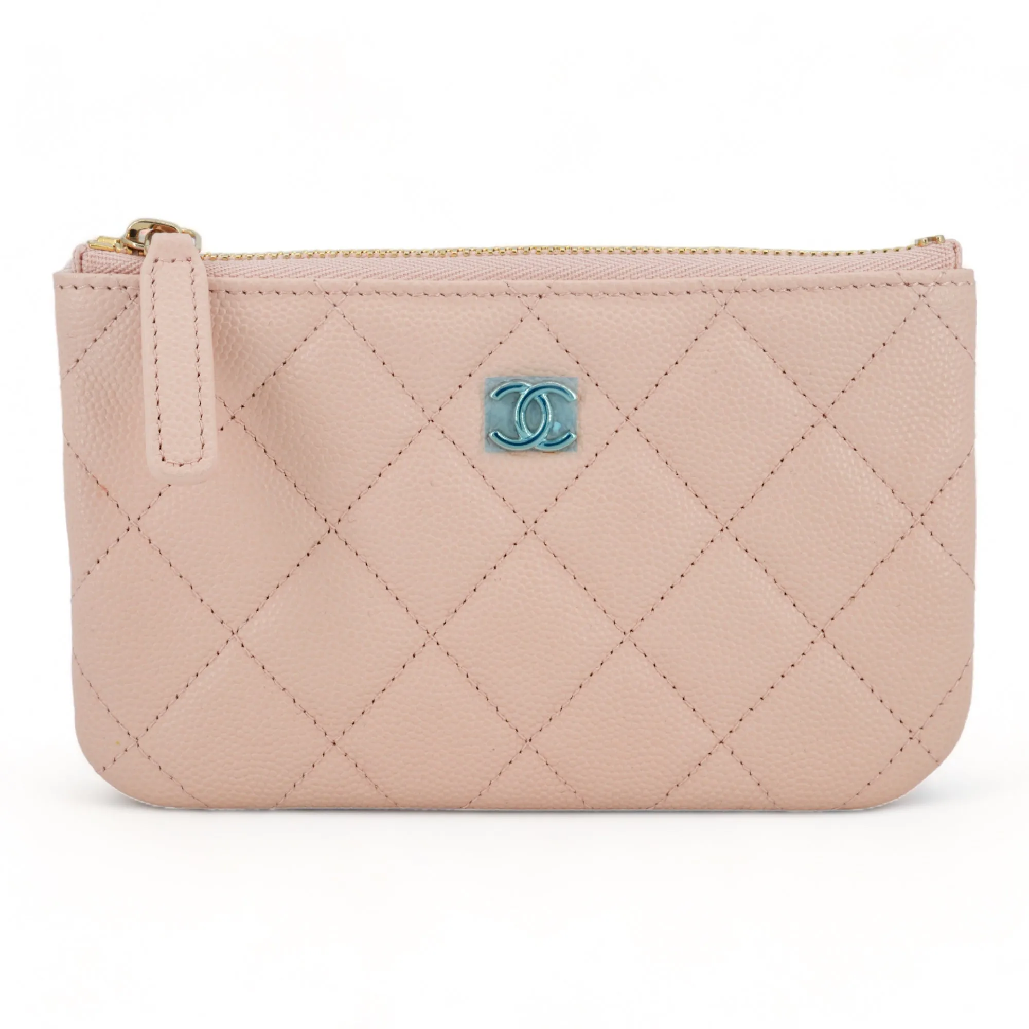 Mini O Case Pouch in Light Beige Caviar
