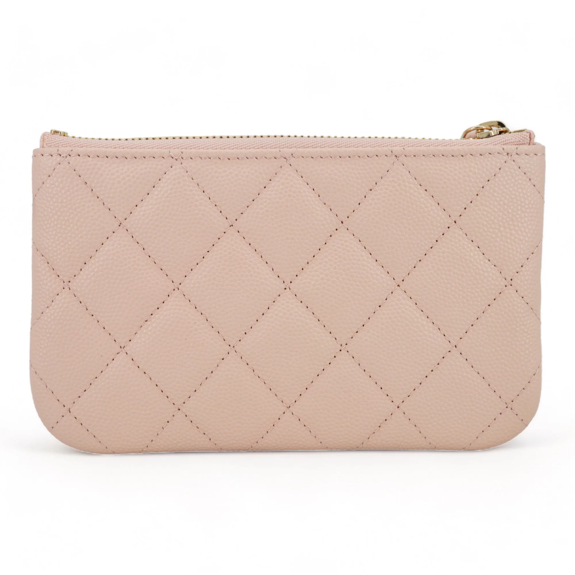 Mini O Case Pouch in Light Beige Caviar