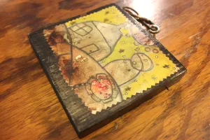 Mini original fine art on wood 'Home'