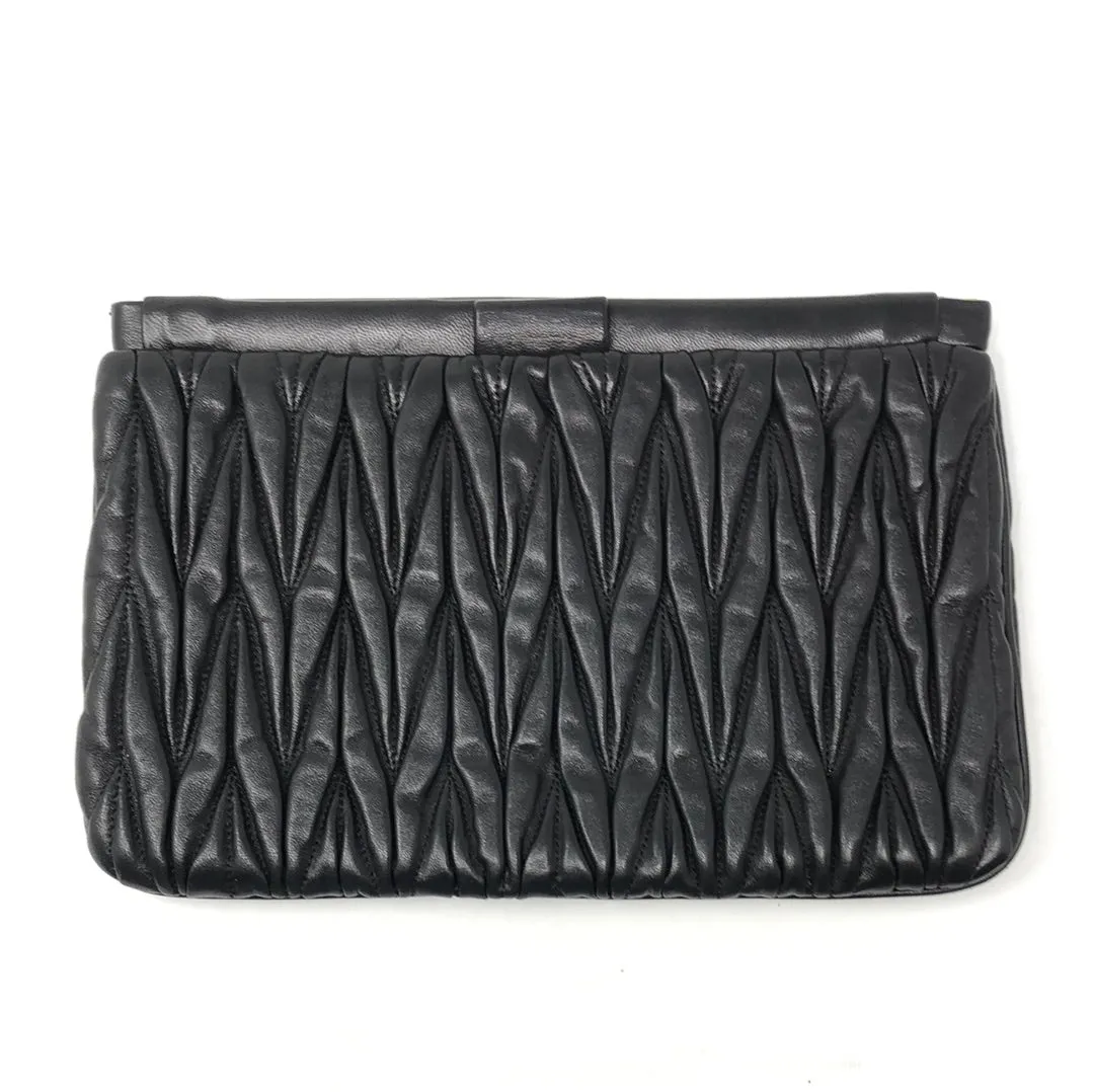 Miu Miu Black Leather Gauffre Napa Clutch