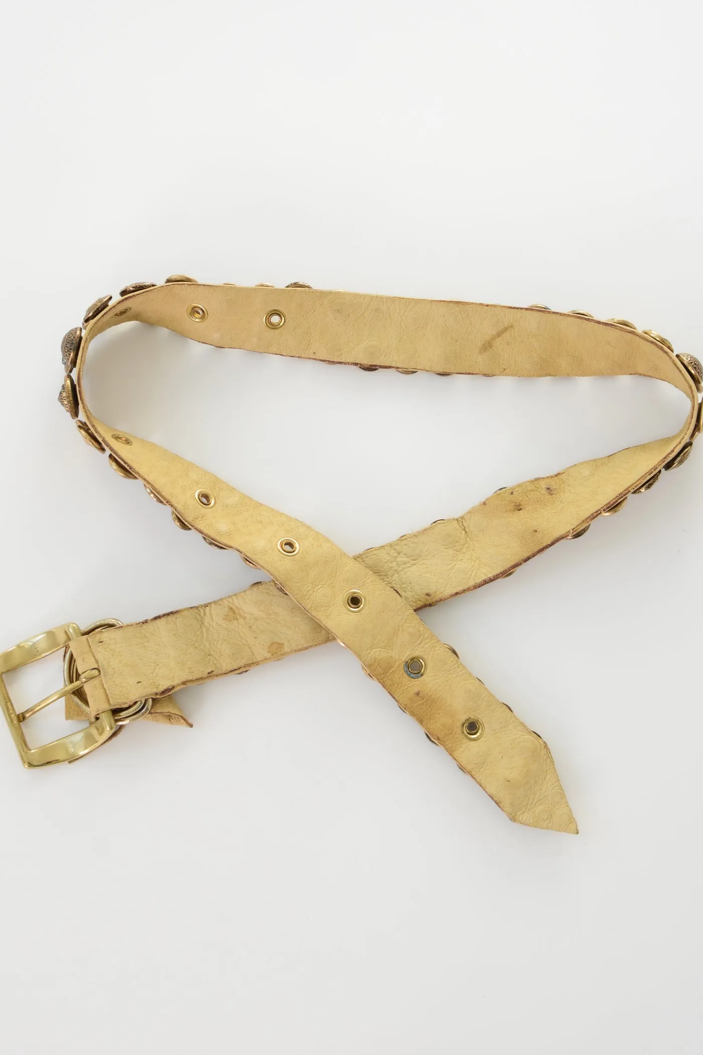 Mixed Button Buckskin Leather Belt