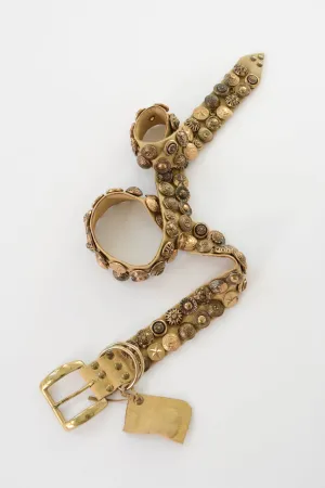 Mixed Button Buckskin Leather Belt
