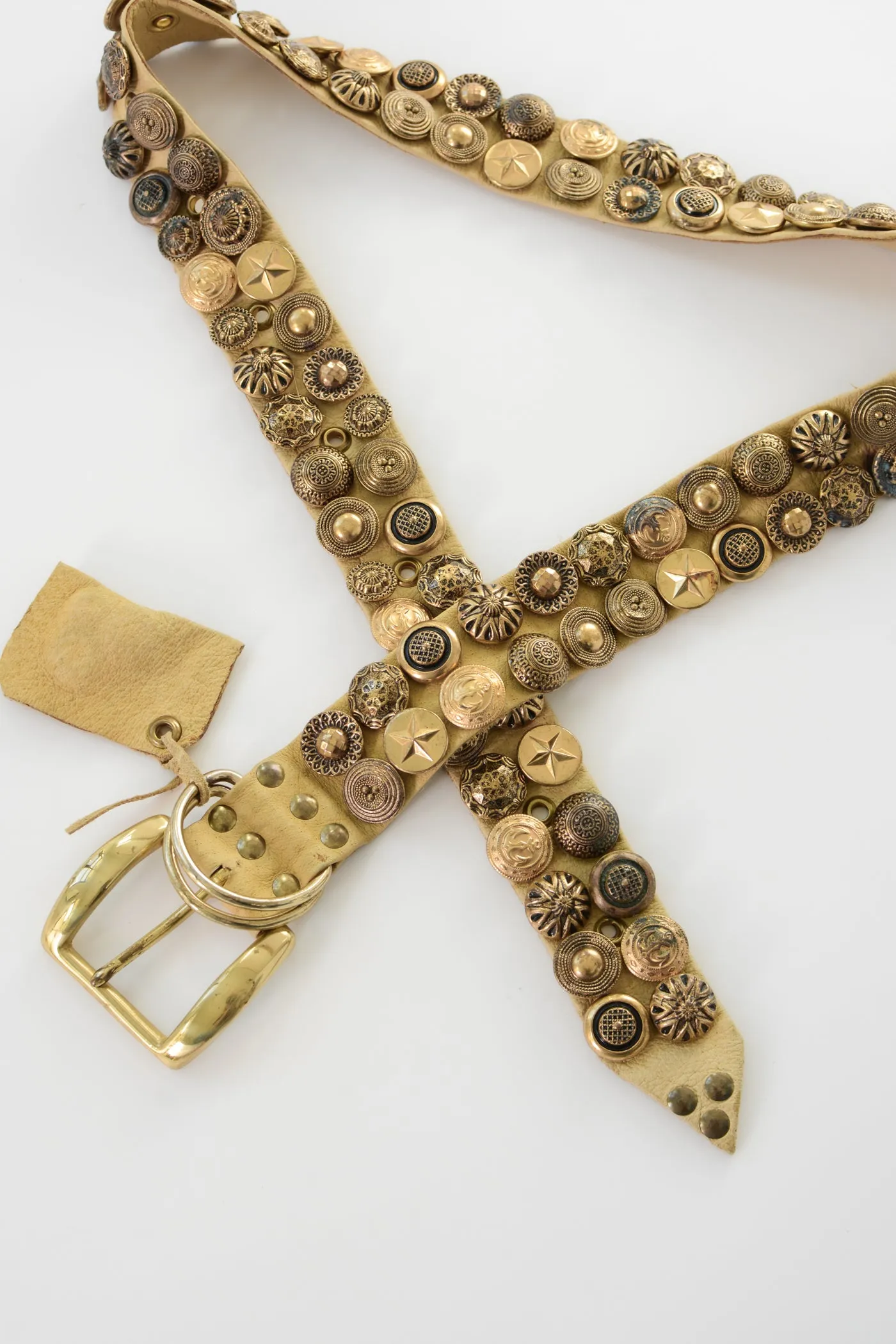 Mixed Button Buckskin Leather Belt