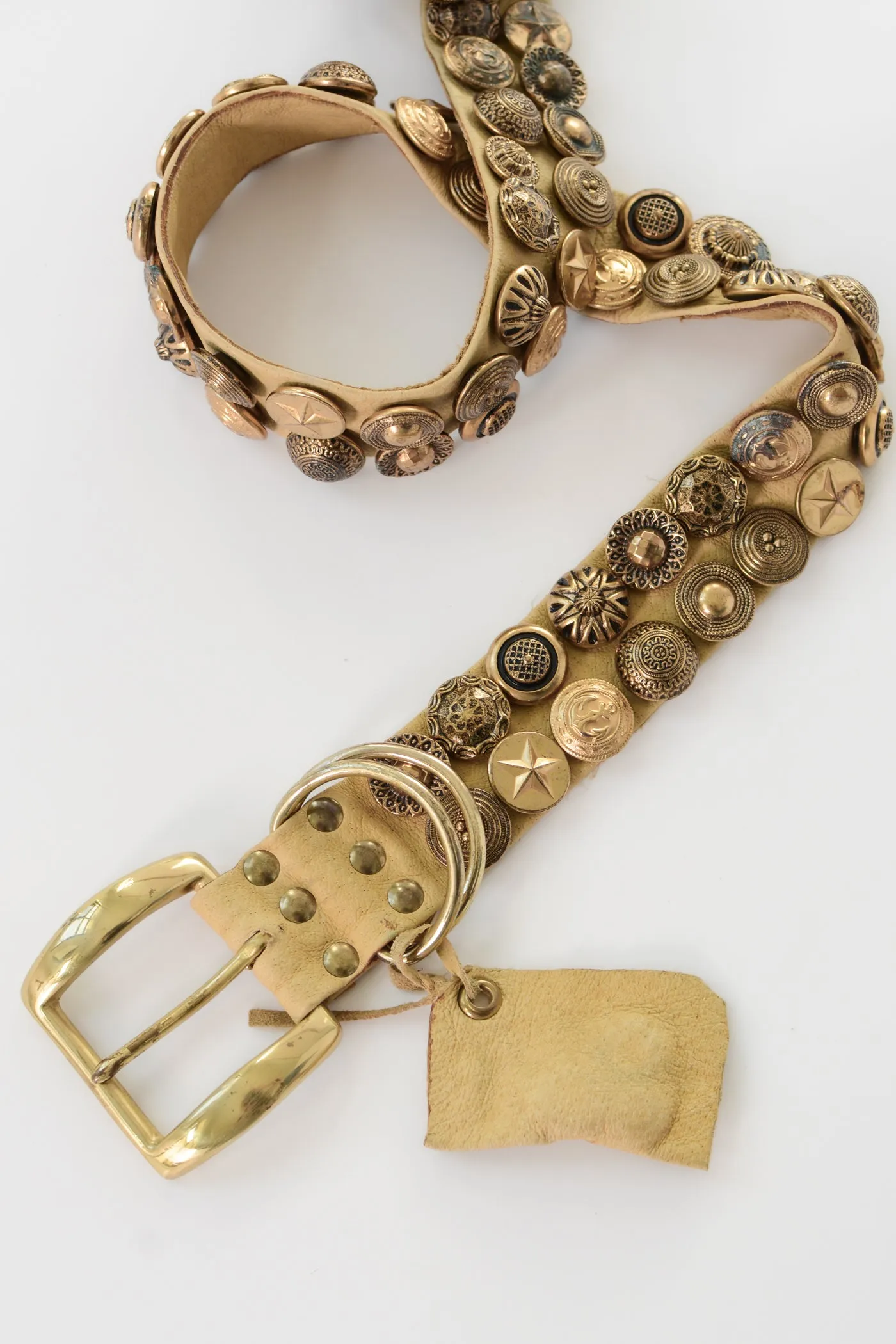 Mixed Button Buckskin Leather Belt