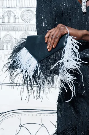 MIXED DECISIONS FEATHER CLUTCH