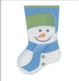 MS18 - Snowman Mini Socks, Blue & Green