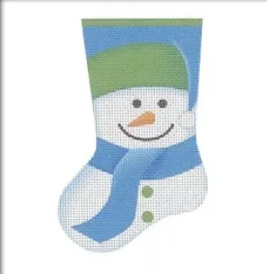 MS18 - Snowman Mini Socks, Blue & Green