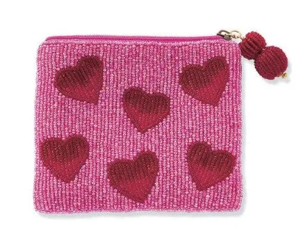 MULTI HEART BEADED POUCH