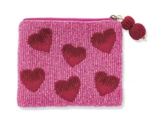MULTI HEART BEADED POUCH