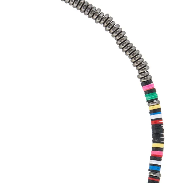 Multicolor Black African Beaded Necklace with Black PVD Beads