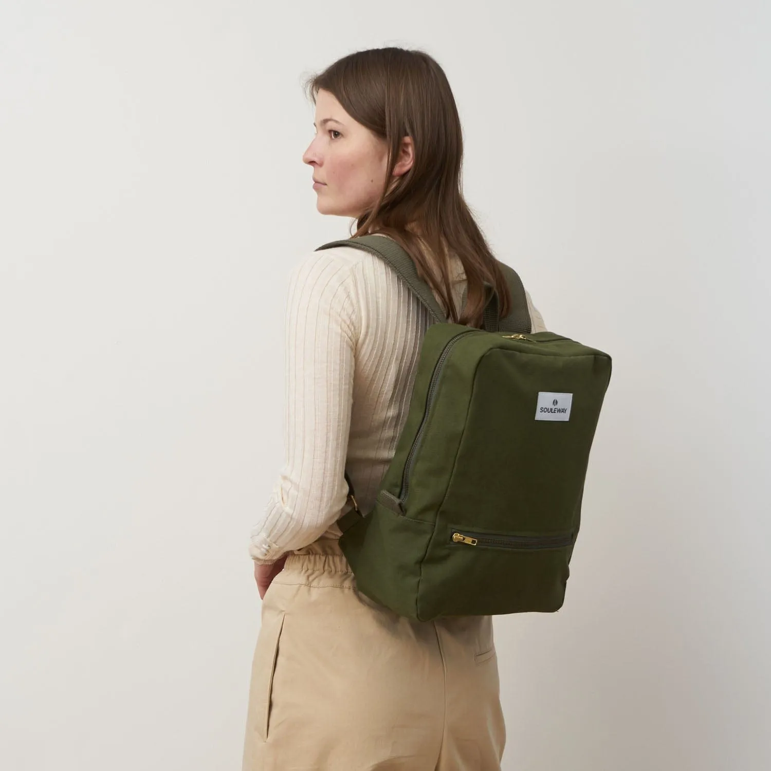 Natural Cotton Canvas Daypack | Dark Olive