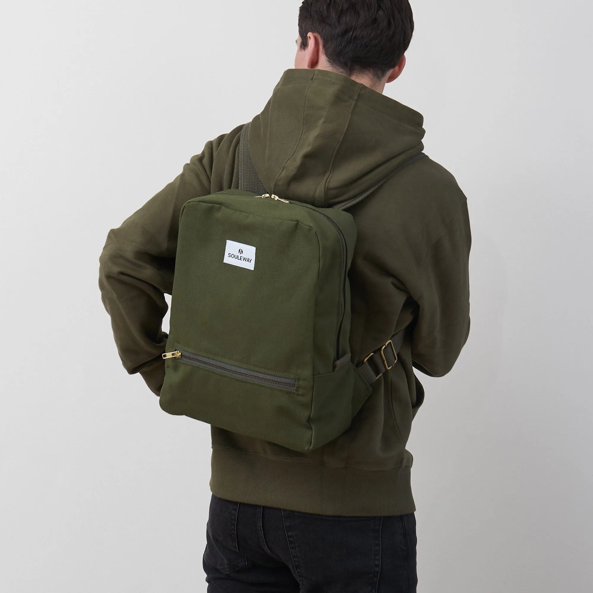 Natural Cotton Canvas Daypack | Dark Olive