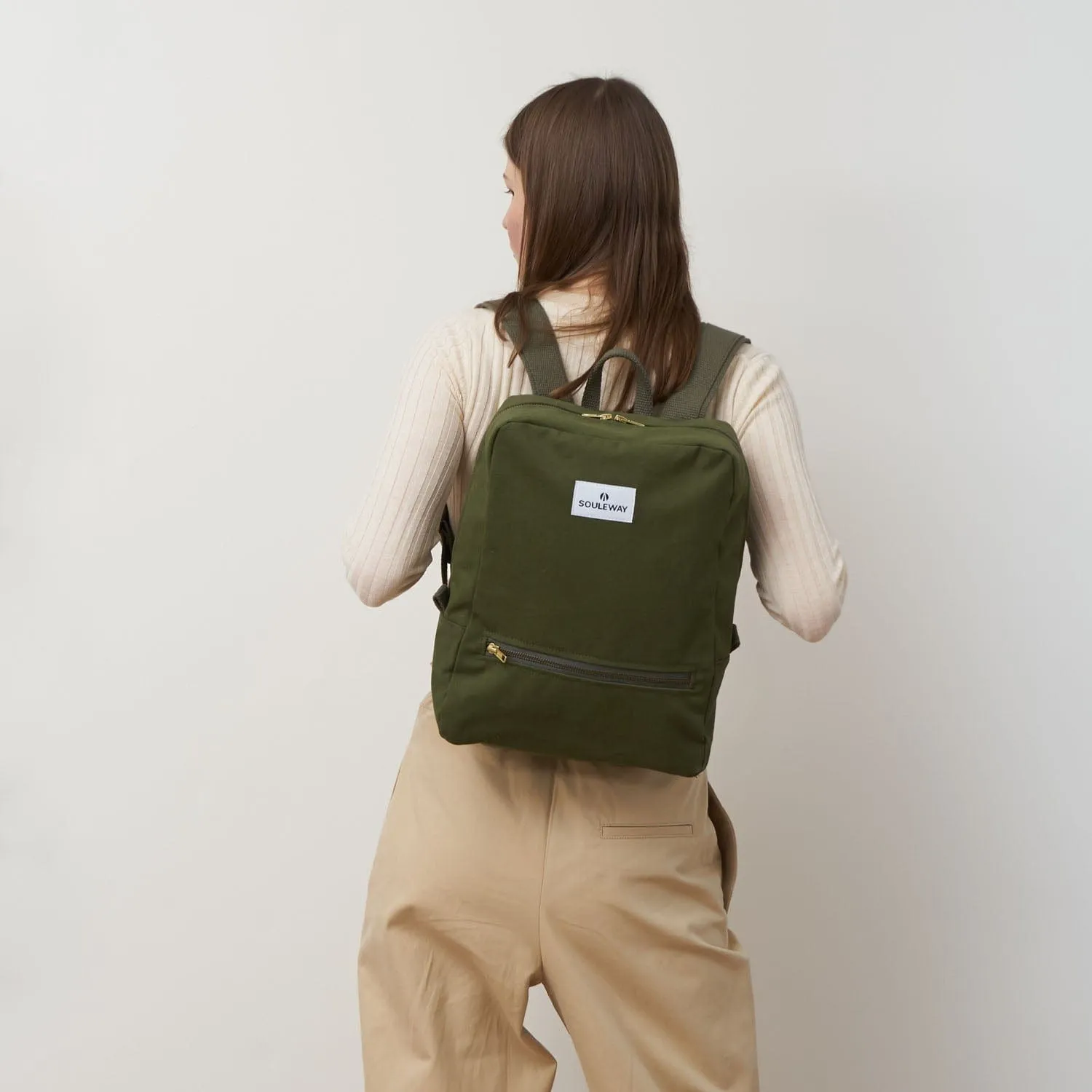 Natural Cotton Canvas Daypack | Dark Olive