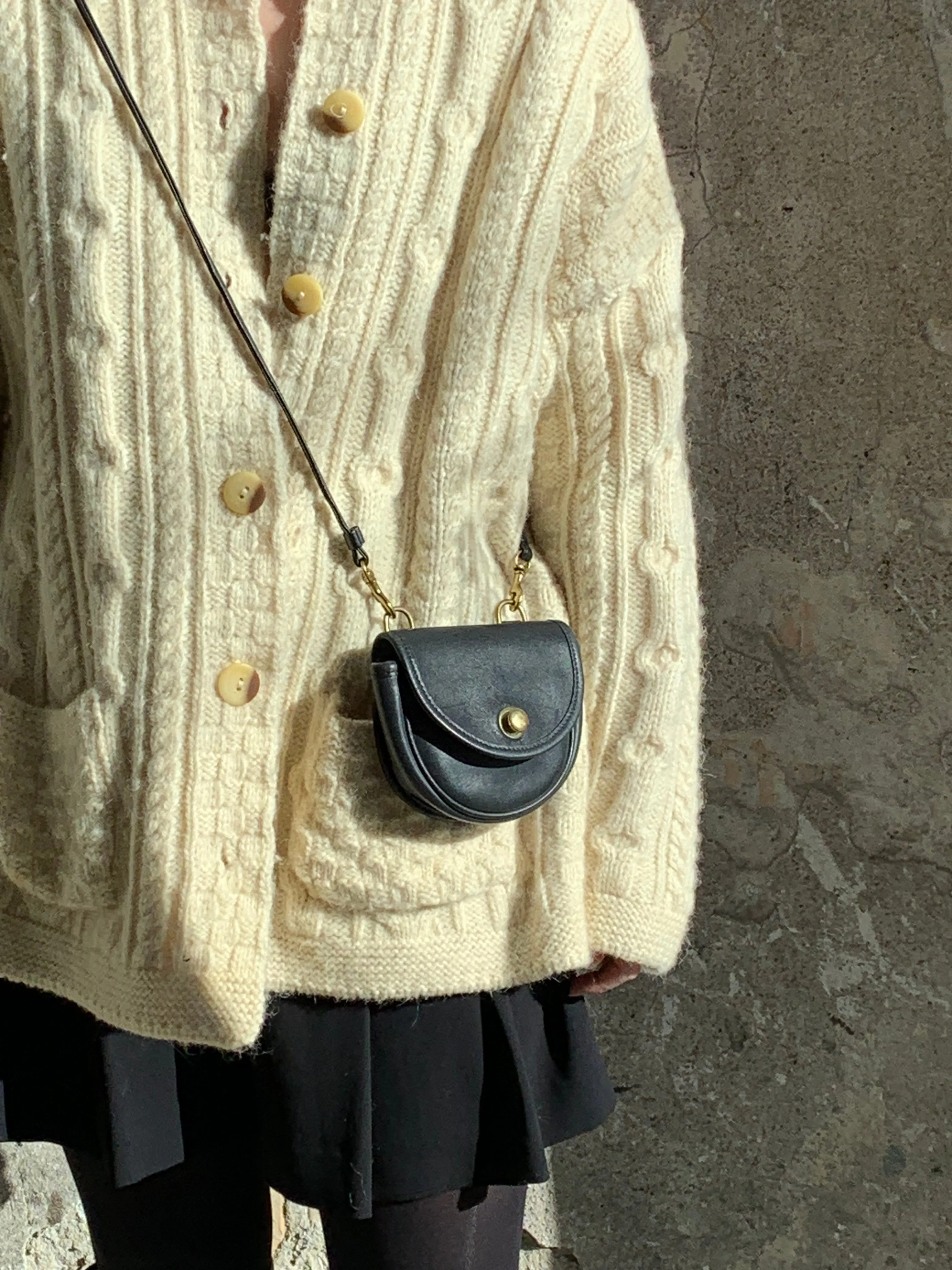 navy mini Coach bag